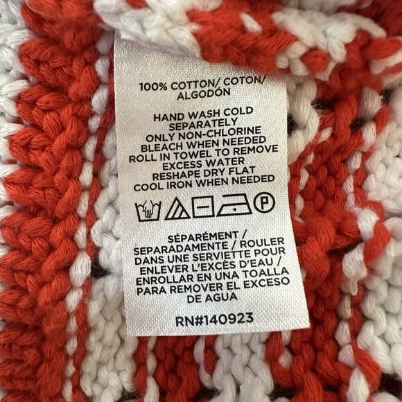 Loft Medium Stripe Open Weave Stitch Boatneck Sweater Red White Xmas Holiday Y2K - Picture 10 of 10